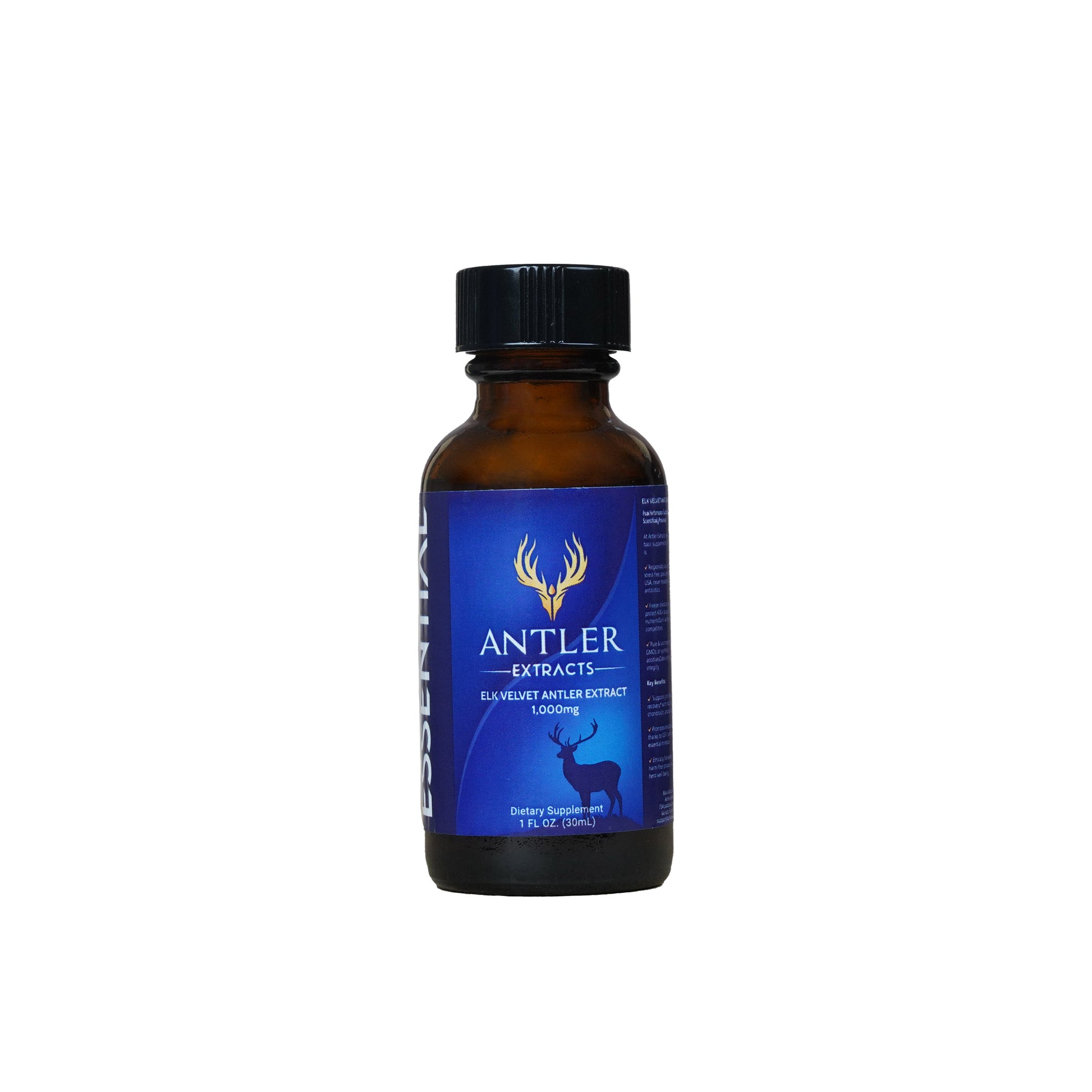 Essential Elk Velvet Antler Liquid Extract – 1,000mg Bottle Image
