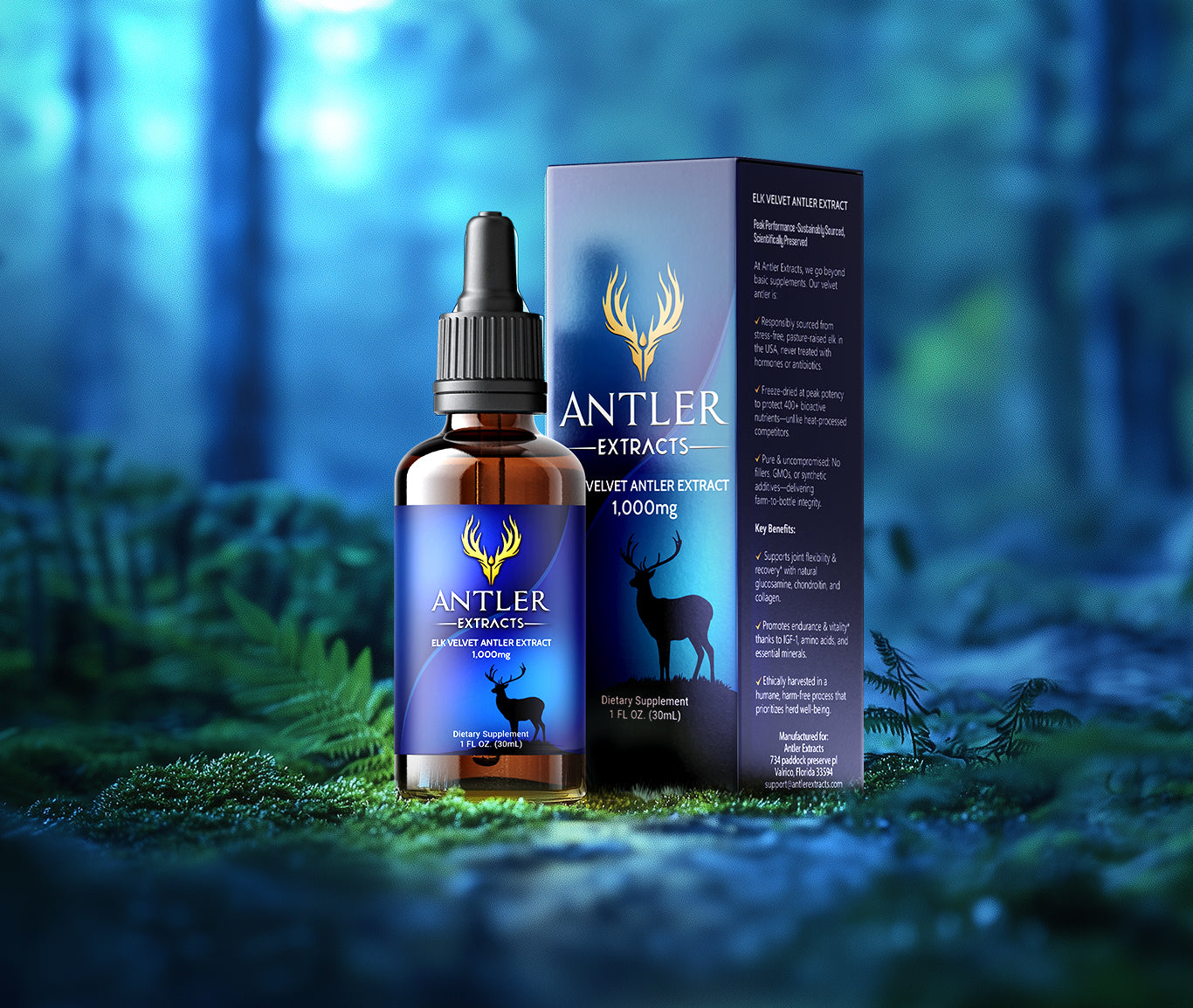 Antler Extracts Essential Elk Velvet Antler Liquid Extract – 1,000mg Pure Velvet Extracts Deer